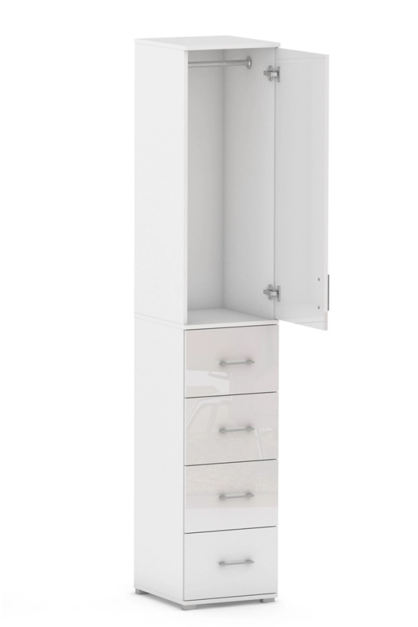 Szafa na ubrania z drążkiem Pola 215 - 4 szuflady 40-50 cm BIALA